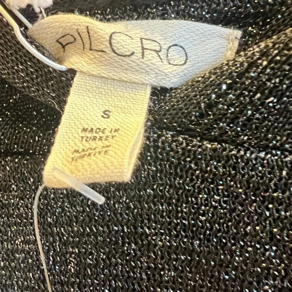 NWT new Anthropologie Pilcro metallic sleeveless hooded sweater top SMALL black - Picture 6 of 15